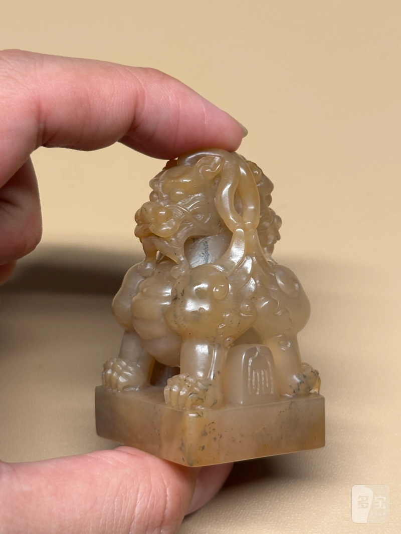 清 寿山石圆雕双狮钮印章 - 图5